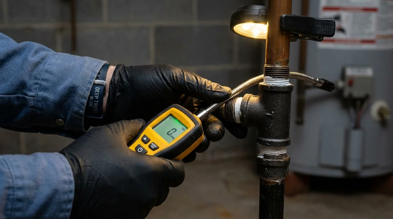 Gas leak detection with electronic sniffer by Johns Plumbing LLC in Lovingston